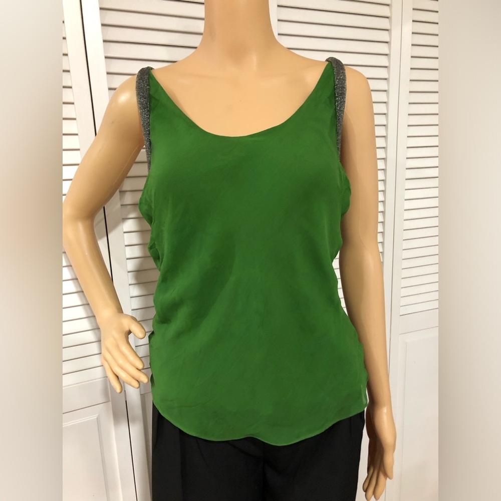 Nicholas K Green Silk Cami with Metallic Straps